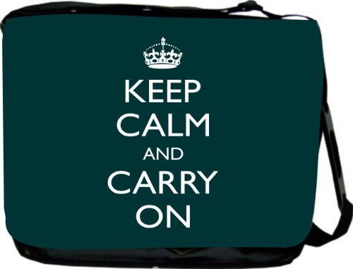 Rikki KnightTM Keep Calm and Carry On - Green Messenger BagB0058W41KK : image