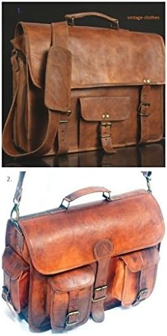 SKH20 real leather vintage messenger mens Handmade genuine satchel brown briefcase bag