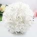 OurWarm® Dark Blue Crystal Roses Pearl Bridal Bridesmaid Wedding Bouquet Artificial Silk Flowers with 1pcs Glue Stick