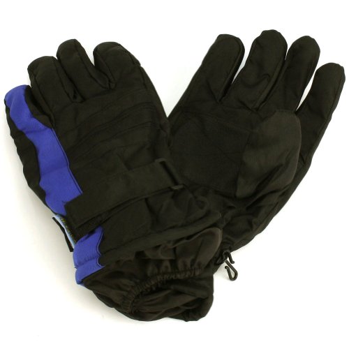 Men's Winter Thinsulate 3M Waterproof Velcro Ski Wrist Cover Gloves Black Blue L/XL