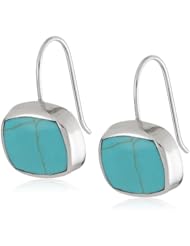 Sterling Silver Inlay Square Drop Earrings