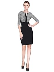 Cotton/Polyester/Spandex Scoop Neck Illusion Above the Knee Houndstooth Print Evening Dress/Prom Dress/Party Dress/Wedding Dress 