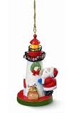 Santa Decorating Lighthouse Holiday Christmas Ornament