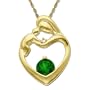 10k Yellow Gold Round Lab Created Emerald and Diamond-Accent Mother's Jewel Heart Pendant, 18"