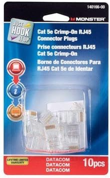 Monster Cable Rj45 Connector Plugs Category 5e 8 Position, 8 Conductor Clear 10 / Pack