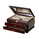 Kingston Jewelry Box (Walnut Finish with Burlwood Top Accent) (11.125"H x 8"W x 6"D)