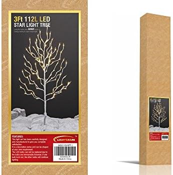 Lightshare 3FT 112 LED Star Light Tree, Warm Light, White