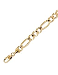 14K Solid Yellow Gold Figaro Chain Bracelet 8.5mm (21/64 in.) - 8.5 in.