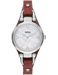Fossil Georgia Three-Hand Leather Watch - Red Es3428