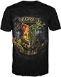 Harry Potter Deathly Hollows Distressed Hogwarts Crest Adult T-shirt