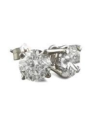 1ct Round Diamond Stud Earrings in 14k White Gold