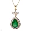 Cocktail Necklace With 2.75ctw Genuine Clean Diamonds and Emerald 14K Yellow Gold Length 18in