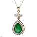 Cocktail Necklace With 2.75ctw Genuine Clean Diamonds and Emerald 14K Yellow Gold Length 18in