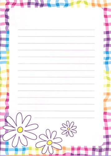 Girls Wavy Ginham Kids Stationery, 10 Pack w/Stickers & Pen