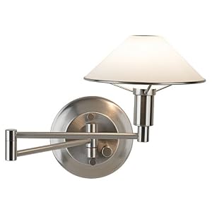 Holtkoetter Satin Nickel White Glass Swing Arm Wall Lamp