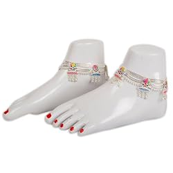 Silver Anklet in Pair Foot Jewelry Size 10 inches