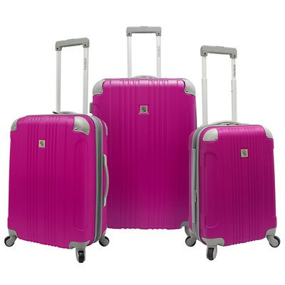 Travelers Choice Luggage Beverly Hills Country Club Malibu 3 Piece Hardside Spinner Set, Magenta, One Size
