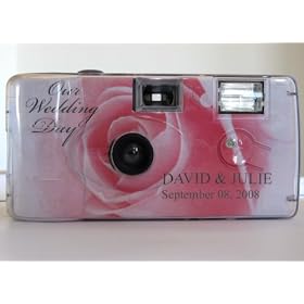 Personalized Pink Rose Disposable Wedding Camera - 10 Pack by 