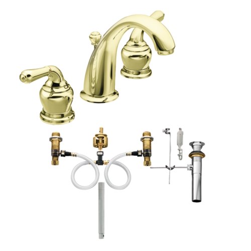 Moen T4572P-9000 Monticello Two-Handle High Arc Bathroom Faucet Trim Kit with Valve, Polished Brass