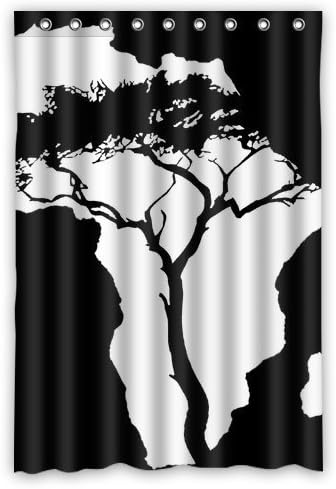 Art Tree and Africa Continental Map Custom Waterproof Shower Curtain Bathroom Curtains Bath Curtain 48x72 inches