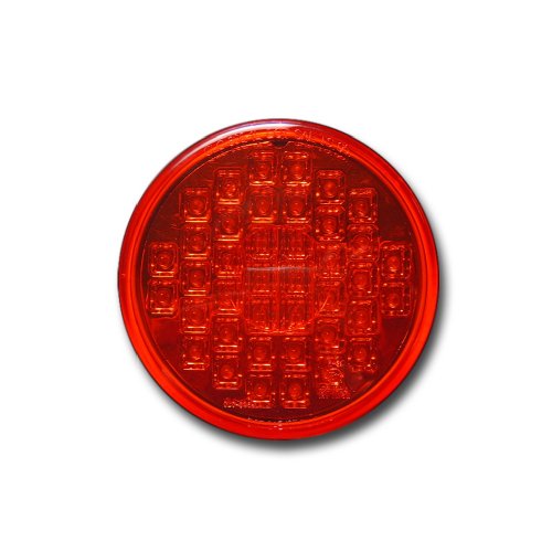 Pacific Dualies 40003 4 Inch Red LED Tail and Brake Light with Red Lens Light Plug and Mounting Ring