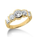 1.95 Ct Diamond Engagement Ring Round Cut Solitaire Bezel Set 14k Gold SI3 H