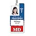 MD Badge Buddy - Heavy Duty Vertical Badge Buddies for Doctors of Medicine - Spill & Tear Proof Cards - 2 Sided USA Printed Quick Role Identifier ID Tag Backer by Specialist ID