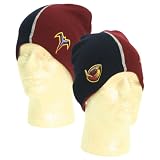 Atlanta Thrashers 2-Tone Rack Stitch Winter Knit Beanie - Black / Burgundy