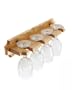 Soild Wood Wall Mounted Wine Glass Rack (Natural) (3.5"H x 15.5"W x 4.25"D)