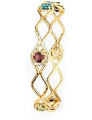 Sterling Silver Synthetic Multi-Colored Stones Bangle