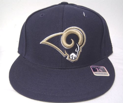 Size 7 Navy Blue NFL St. Louis Rams Flat Bill Fitted Cap / Hat