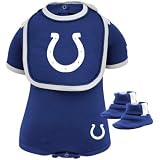 Infant Indianapolis Colts Royal Blue 3-Piece Creeper Bib & Booties Set - 18M