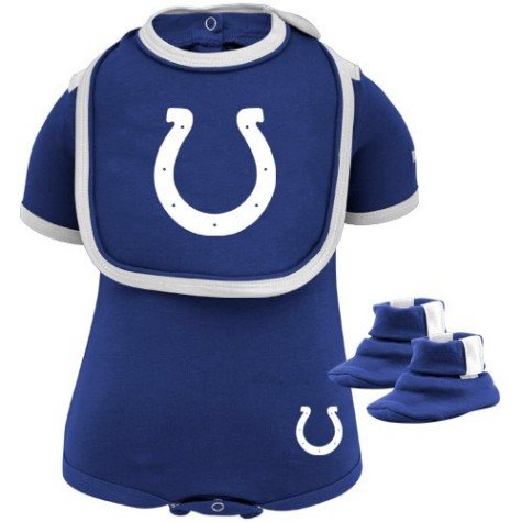 Infant Indianapolis Colts Royal Blue 3-Piece Creeper Bib & Booties Set - 18M