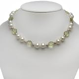 14k White Gold 10-11mm Perfect Round Cultured White Freshwater Pearl & 4-5mm Pink Freshwater Pearl and 10mm Hexagon Shape Multi Faceted Yellow Lemon Quartz Necklace 18