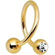16 Gauge Gold Plated Clear Gem Spiral Twister Ring-4mm
