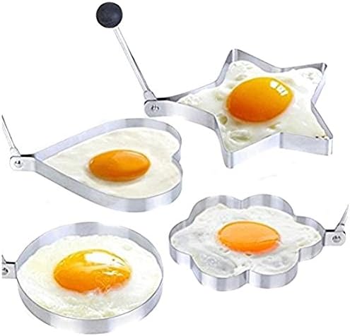 JollyGift®Nonstick Pancake Egg Rings with Folding Handles,Set of 4 multi-shape,Big Size (4 Multi-Shape)