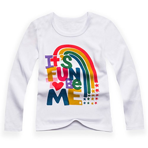 Lynlla Kids Girls Cute Tee Cotton Long Sleeve Tops T Shirts 1-6 Years