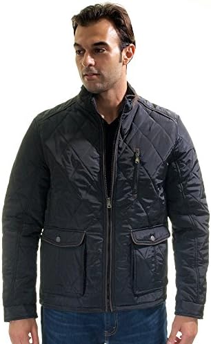 Men's Quilted Fur Zip up Jacket w/ Side Zipp, Cargo Pockets