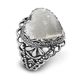 Carolyn Pollack Sterling Silver and Mother of Pearl Filigree Te Amo Heart Ring