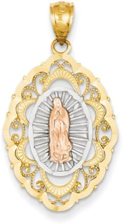 14k Gold Tri-color Our Lady of Guadalupe Pendant, Pendants for Necklace, Women Jewelry