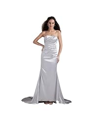 Satin Beaded Sheath Mermaid Bandeau Neck Evening Dress/Homecoming Dress/Bridesmaid Dress/Prom Dress 