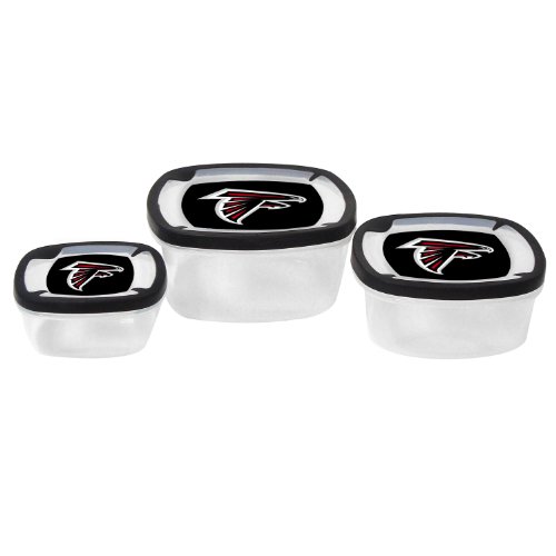 NFL Atlanta Falcons Nesting Square Containers, 7.2-Cup; 3.5-Cup; 2.1-Cup,  Clear, Piece of 3