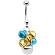 Handcrafted Aqua Gold Holiday Jingle Bells Belly Ring
