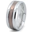 Espresso Plated Polished Stainless Steel Grooved Ring