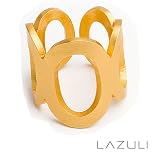 Brushed 18KT Vermeil Adjustable Oval Pebbles Gold Ring