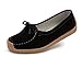 SUNROLAN Women's Suede Leather Lace-Up Slip-On Loafers Moccasins Work Flat Shoes