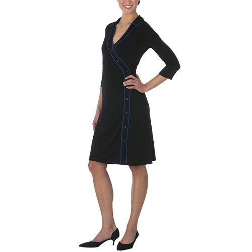 Wrap Dress Ebony/Extreme Blue Isaac Mizrahi