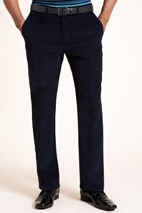 Autograph Cotton Rich Flat Front Corduroy Trousers
