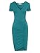 TAM Ware Womens Fashionable V Neck Short Sleeve Ruched Dress