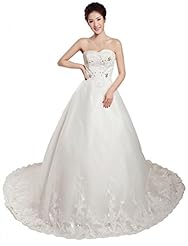Plus Size Lace-Up Crystal Applique Beaded Backless  Sweetheart Sleeveless Tulle  Ball Gown  Dress with a Chapel Train 